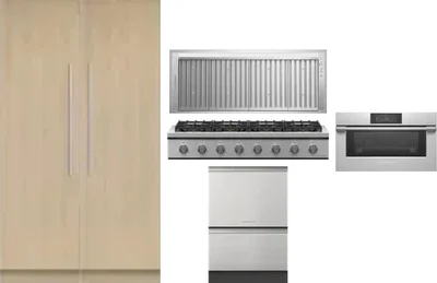 6 Piece Package Includes Refrigerator, Freezer, Cooktop, Wall Oven, Hood And Dishwasher
